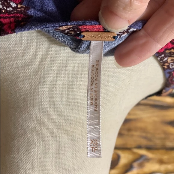 Free People Lovely Dreams Print Long Sleeve Swing Tunic Top Floral Purple XS - Picture 7 of 8